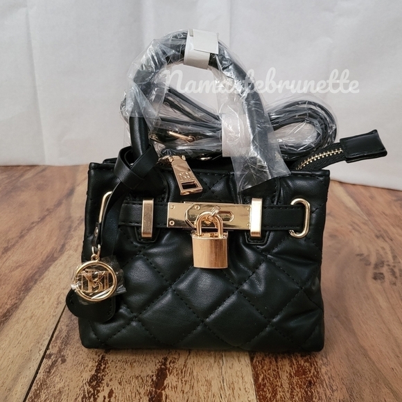 NWT $99 Badgley Mischka Mini Diamond Quilted Tote With Front Lock - Picture 15 of 15